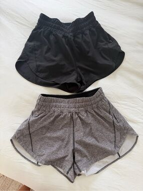 Lululemon Hotty Hot Lined Shorts Size 6 Bundle - Black & Heather Lux Multi Black